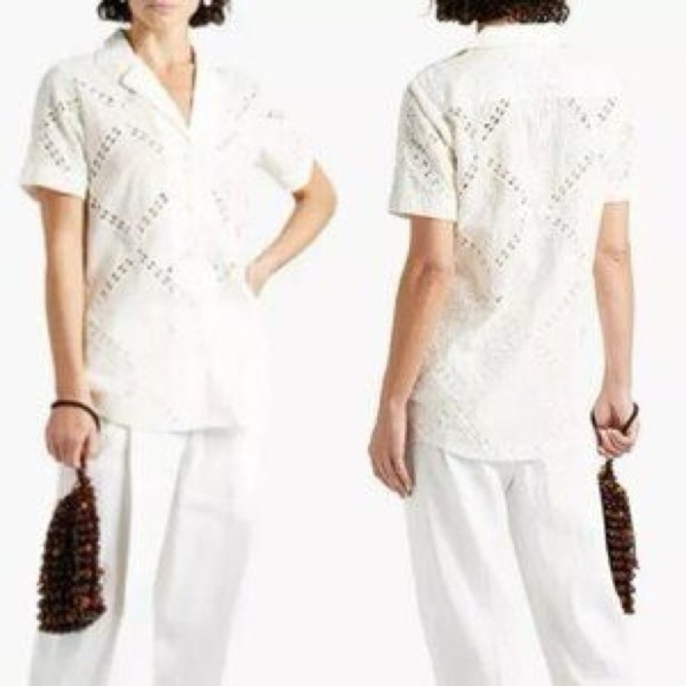 HEMANT & NANDITA Cream Button-Down Shirt (summer clearance)